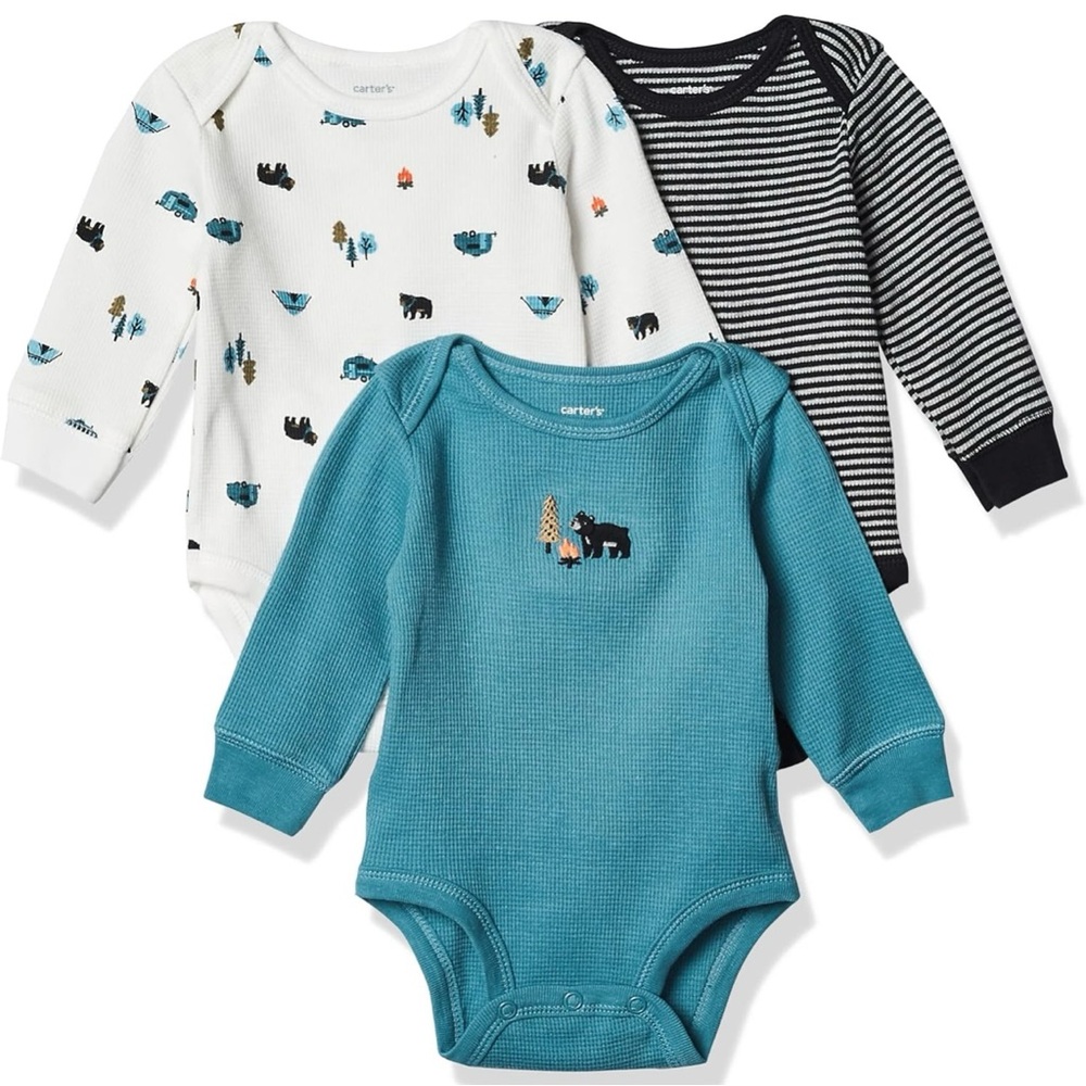 Carter's Baby Girls Bodysuits Size 3 Months Multicolor Soft Cotton 3pk 126g252
